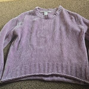 Max Studio Chenille Knit Lilac Purple Crew Neck Sweater